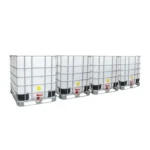 4 gekoppelde IBC containers WIT op metalen of kunststof pallet - professioneel gecleand