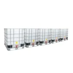 5 gekoppelde IBC containers WIT op metalen of kunststof pallet - professioneel gecleand