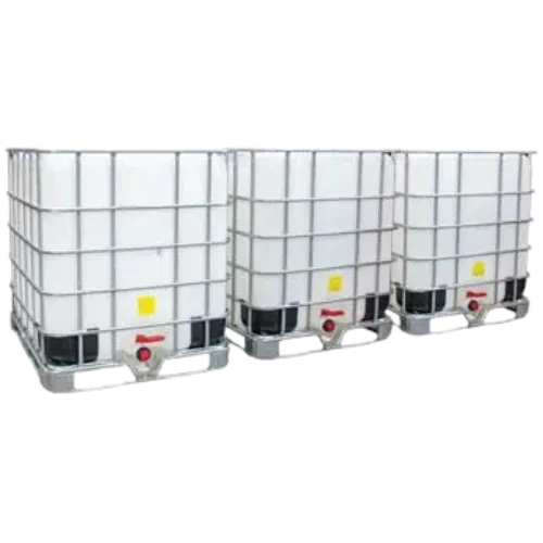 Drie gekoppelde IBC containers als regenwatertank plaatsen voor extra capaciteit.