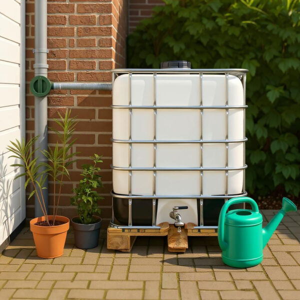 1000L IBC container WIT op houten pallet _ makkelijk verplaatsbaar
