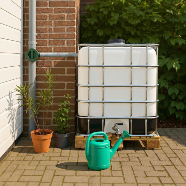 Houten pallet 1000L watertank WIT _ goedkoop
