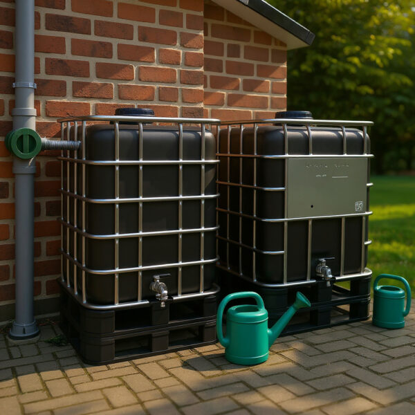 Metalen of kunststof pallet extra stevig _ 2000L gekoppelde watertanken