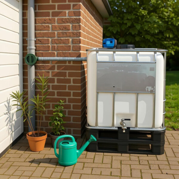 Witte IBC gemakkelijk om de inhoud van uw 1000 liter watertank te zien _ waterpomp (1)