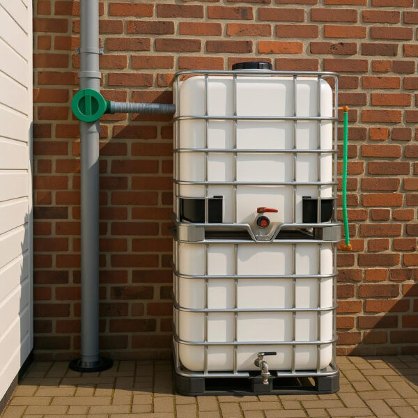Witte IBC gemakkelijk om de inhoud van uw watertank te zien 2 gestapelde IBC containers WIT