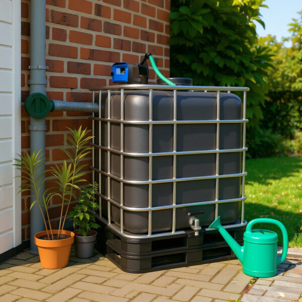 Zwarte IBC UV-bestendig _ zwarte 1000L watertank met pomp