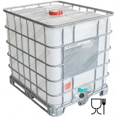 IBC container WIT op metalen of kunststof pallet – vernieuwd IBC container 1000 liter – wit – op metalen of kunststof pallet – vernieuwd